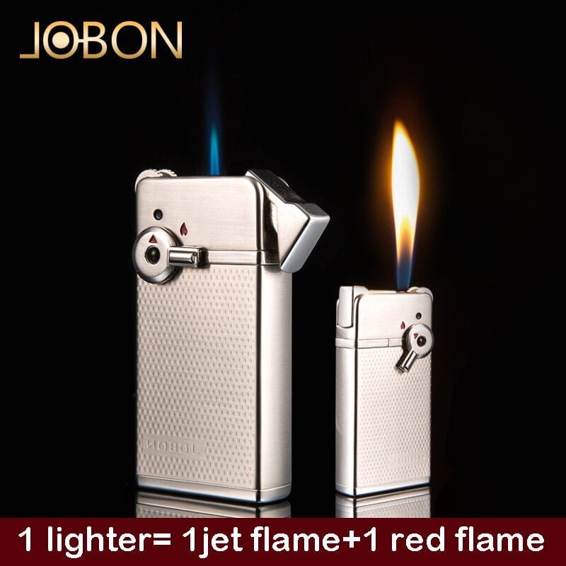Jobon Two Flames Lighter Butane Torch Smoking Gifts Lighters For Men