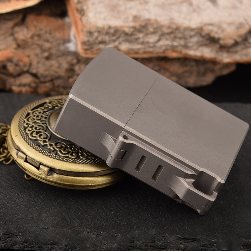 EDC Titanium Alloy Square Case for Zippo Large Hinge Thick Shell Box Windproof Personal Gift Hiking Handle Outdoor Camping factory Portable Tools