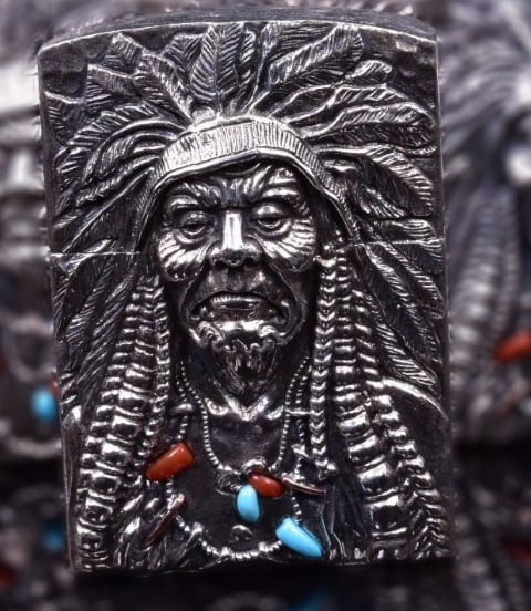 Zorro Limited Edition Silver Indian Chief Carving