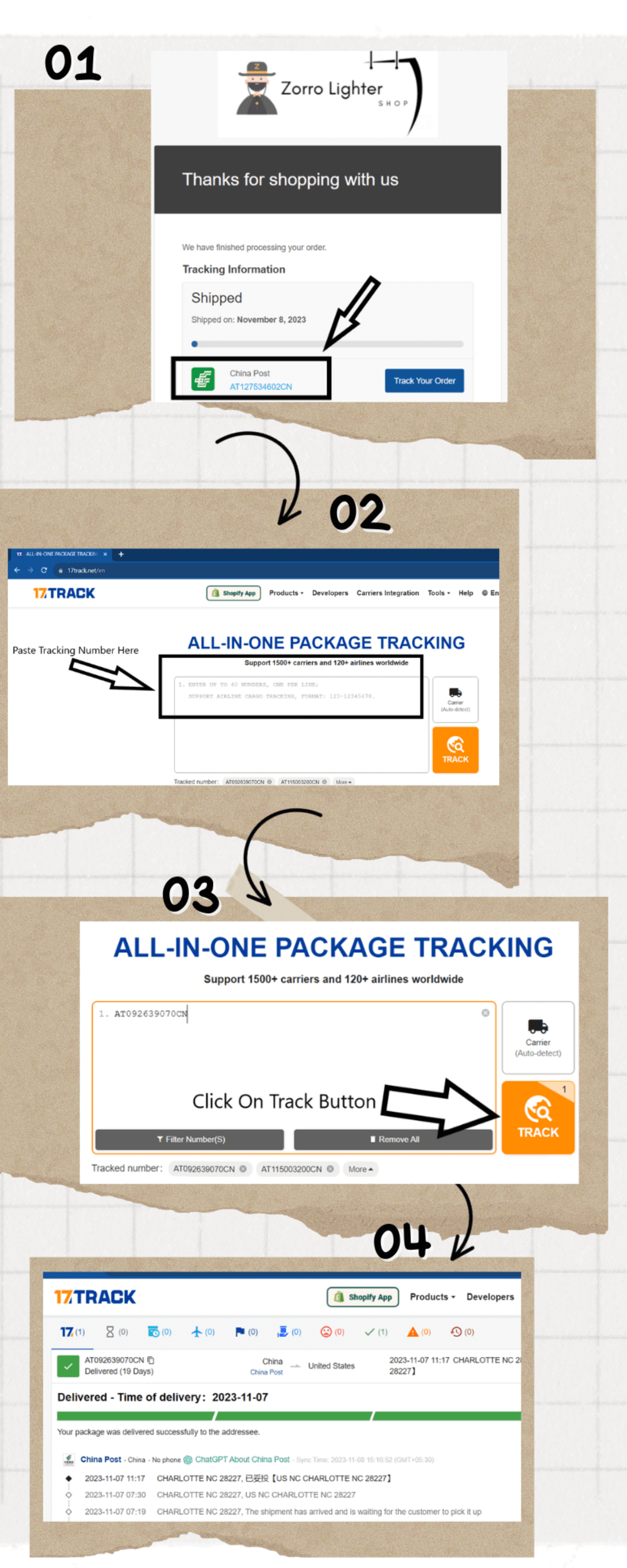 How to track your package zorro lighters website
