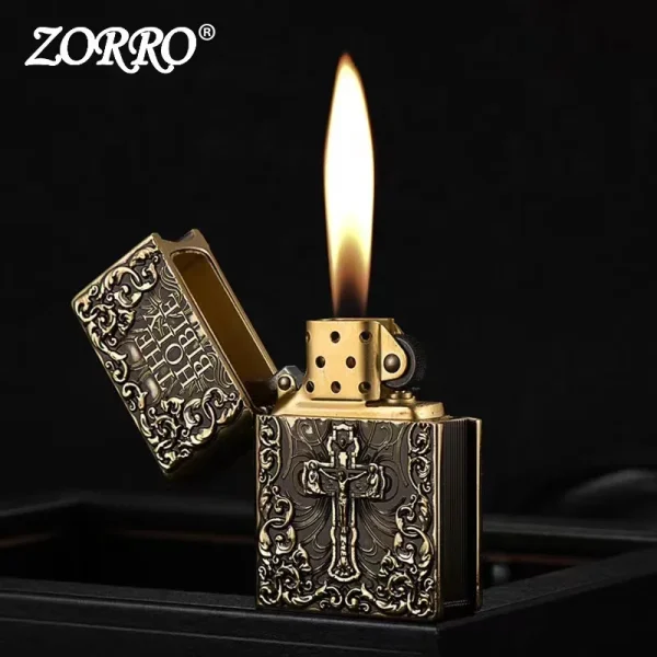ZORRO Armor Bible Embossed Pure Copper Kerosene Lighter